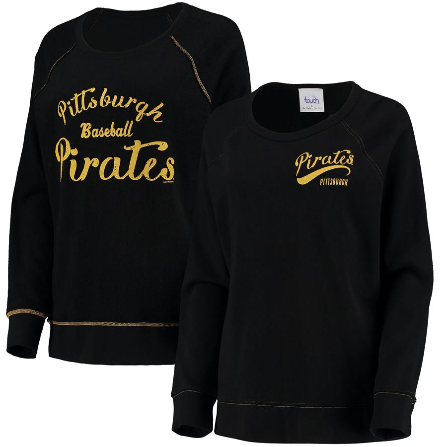 Pittsburgh Pirates Touch by Alyssa Milano Women's Reversible Raglan Pullover Sweatshirt - Black