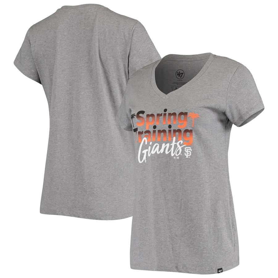 San Francisco Giants '47 Women's Spring Training Fade V-Neck T-Shirt - Heathered Gray