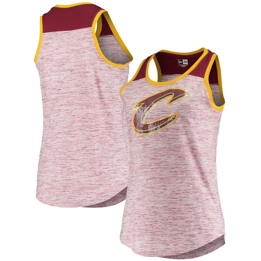 Cleveland Cavaliers 5th & Ocean by New Era Women's Space Dye Racerback Tank Top - Wine