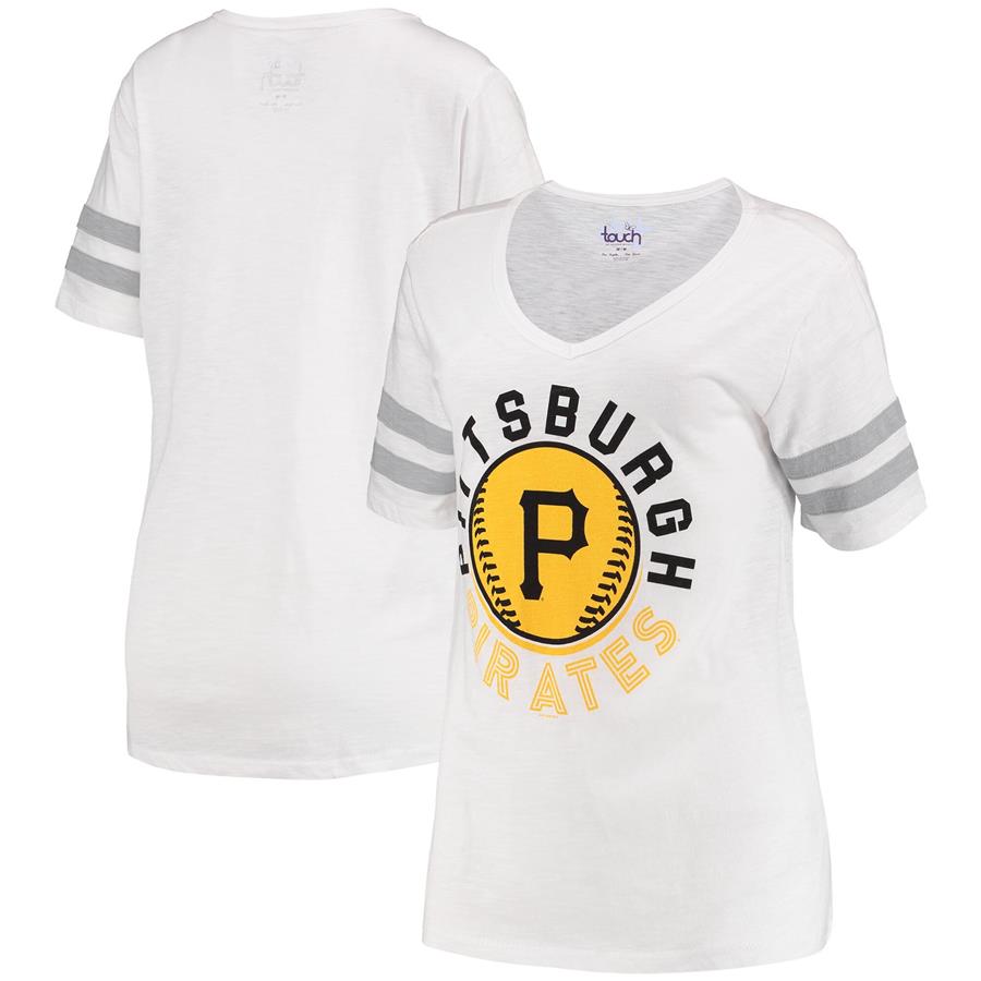Pittsburgh Pirates Touch by Alyssa Milano Women's Triple Play V-Neck T-Shirt - White