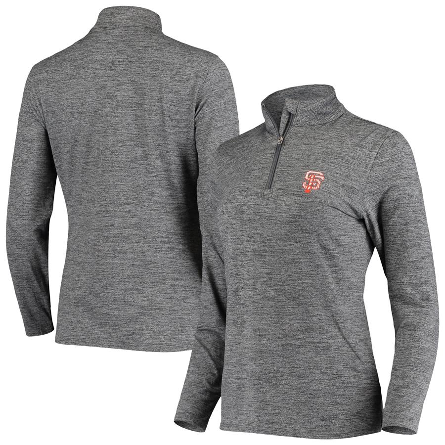 San Francisco Giants Fanatics Branded Women's Zen Peached EcoTec Quarter-Zip Jacket - Heathered Black