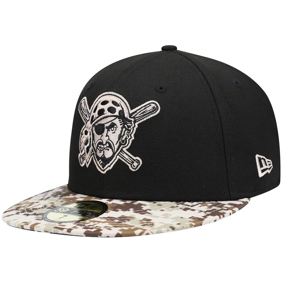 Pittsburgh Pirates New Era Camo Brim 59FIFTY Fitted Hat - Black