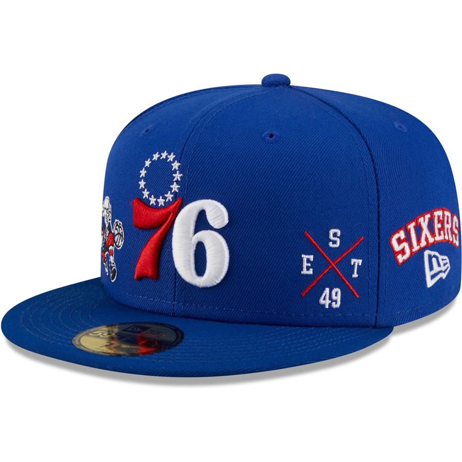 Philadelphia 76ers New Era Multi Historic Logo 59FIFTY Fitted Hat - Royal