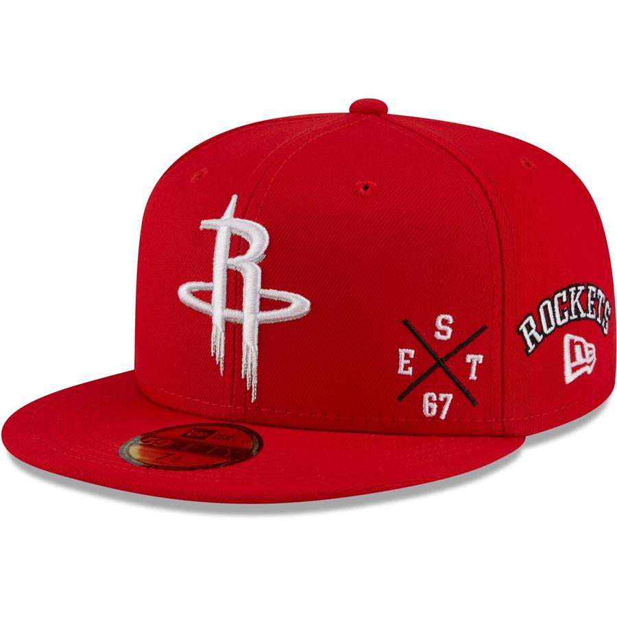 Houston Rockets New Era Multi 59FIFTY Fitted Hat - Red