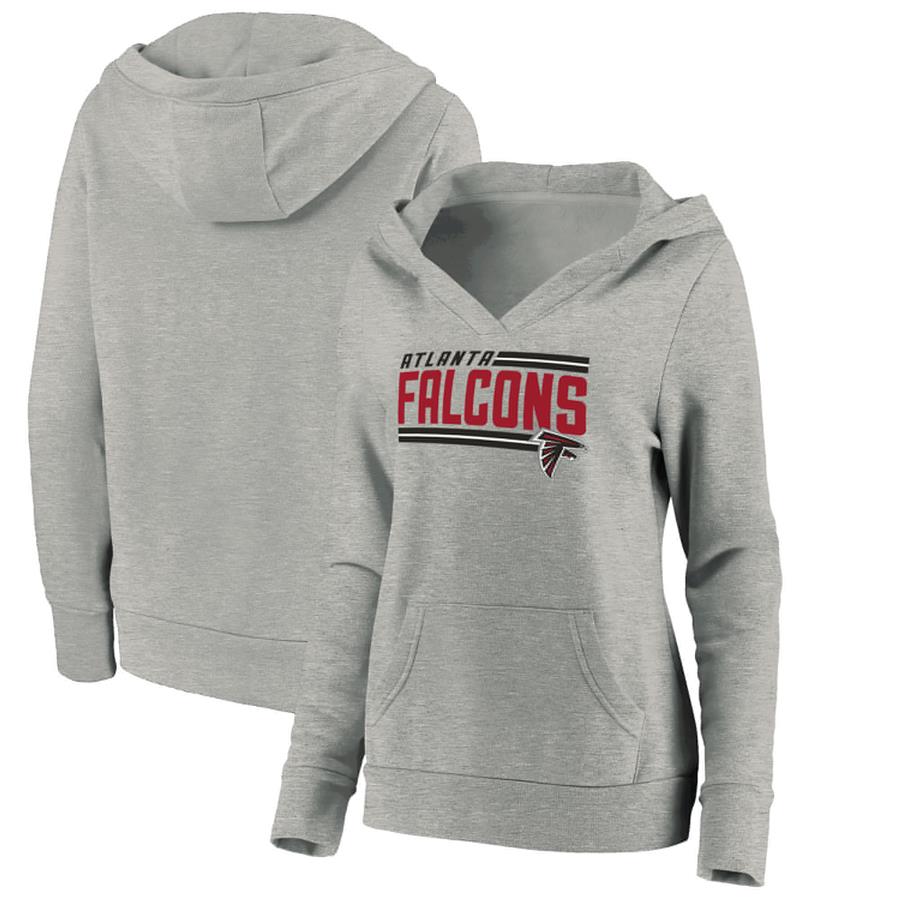 Atlanta Falcons Fanatics Branded Women's On Side Stripe V-Neck Pullover Hoodie - Heathered Gray
