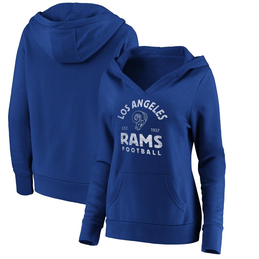 Los Angeles Rams Fanatics Branded Women's Vintage Arch V-Neck Pullover Hoodie - Royal
