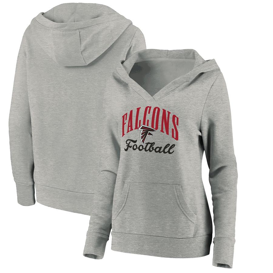Atlanta Falcons Fanatics Branded Women's Victory Script V-Neck Pullover Hoodie - Heathered Gray