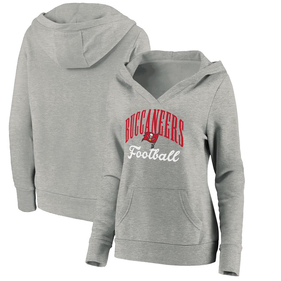 Tampa Bay Buccaneers Fanatics Branded Women's Victory Script V-Neck Pullover Hoodie - Heathered Gray