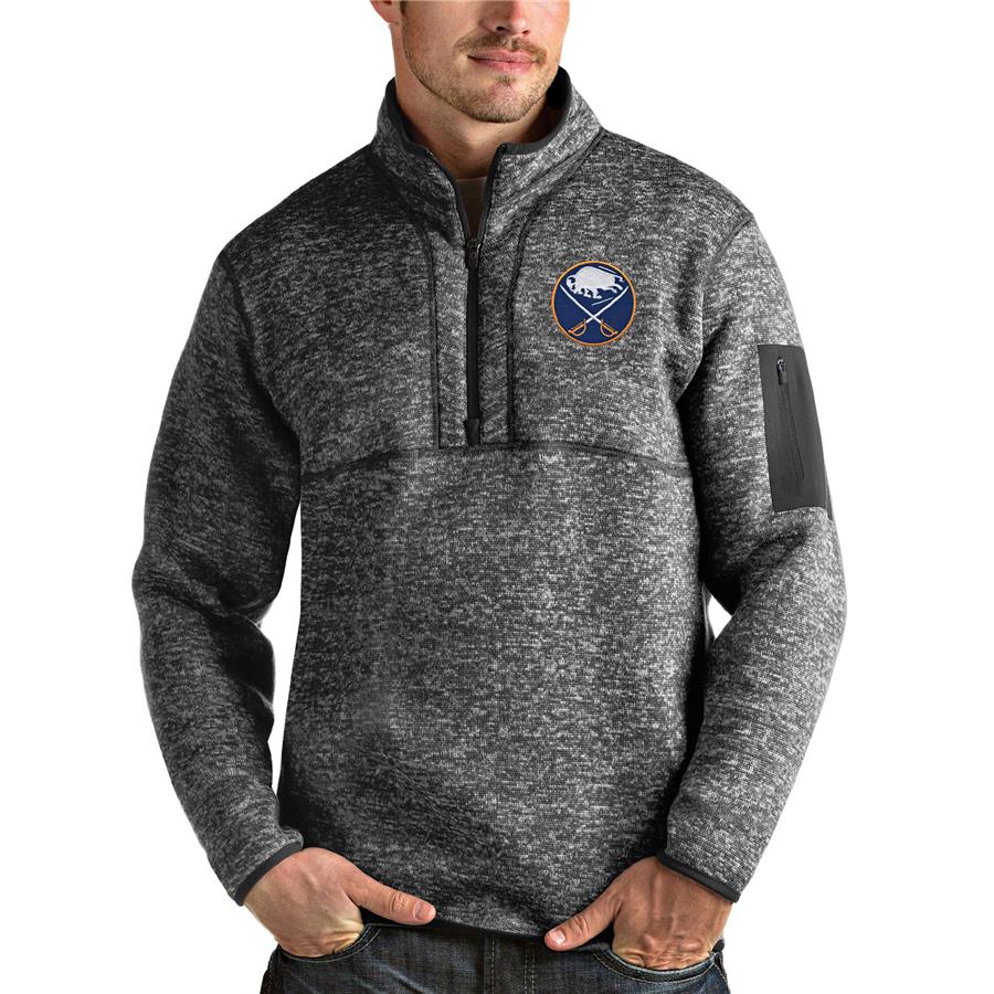 Buffalo Sabres Antigua Fortune Half-Zip Pullover Jacket - Heather Gray