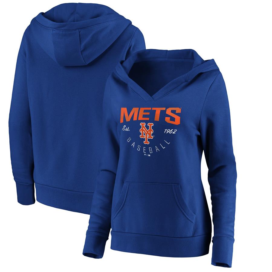 New York Mets Fanatics Branded Women's Live For It V-Neck Pullover Hoodie - Royal