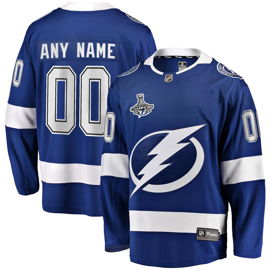 Tampa Bay Lightning Fanatics Branded Home 2020 Stanley Cup Champions Breakaway Custom Jersey - Blue