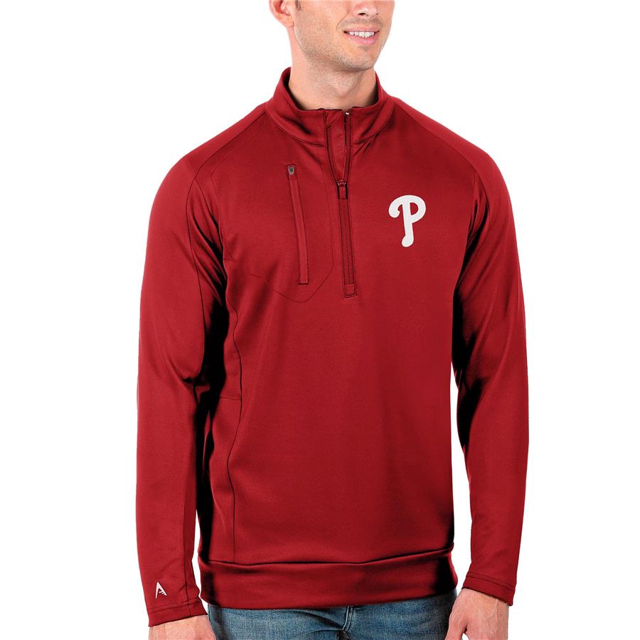 Philadelphia Phillies Antigua Generation Quarter-Zip Pullover Jacket - Red