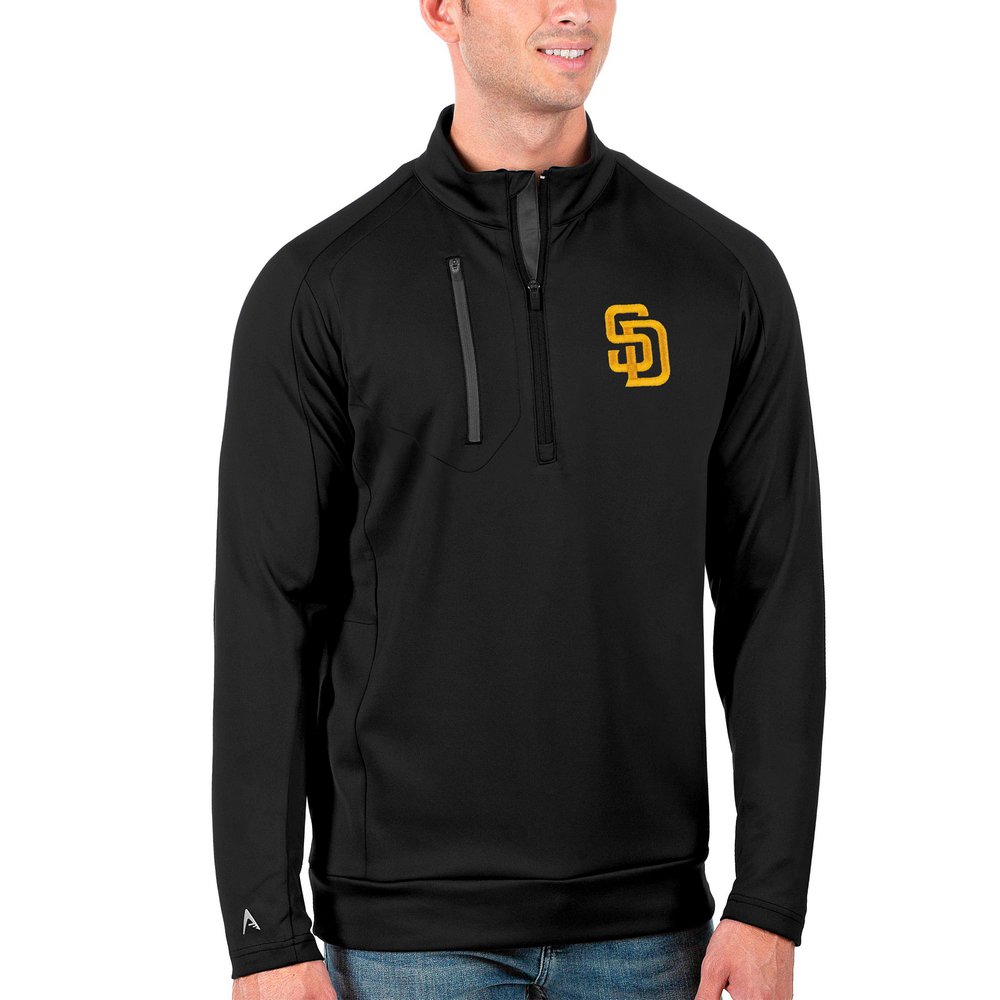San Diego Padres Antigua Generation Quarter-Zip Pullover Jacket - Black
