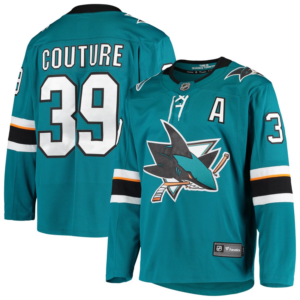 Logan Couture San Jose Sharks Fanatics Branded Home Alternate Captain Premier Breakaway Player Jersey - Teal