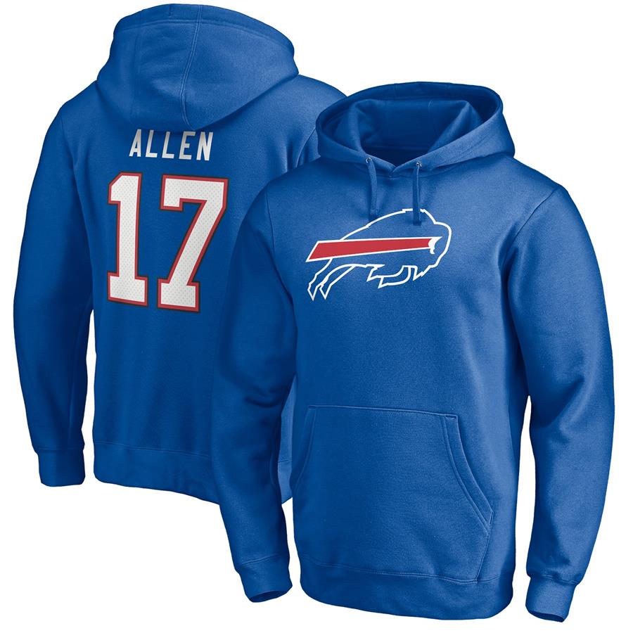 Josh Allen Buffalo Bills Fanatics Branded Player Icon Name & Number Pullover Hoodie - Royal