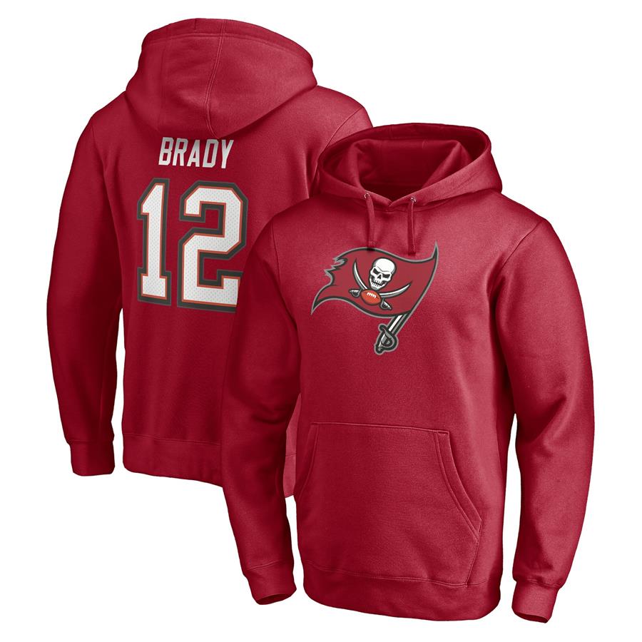 Tom Brady Tampa Bay Buccaneers Fanatics Branded Player Icon Name & Number Pullover Hoodie - Red
