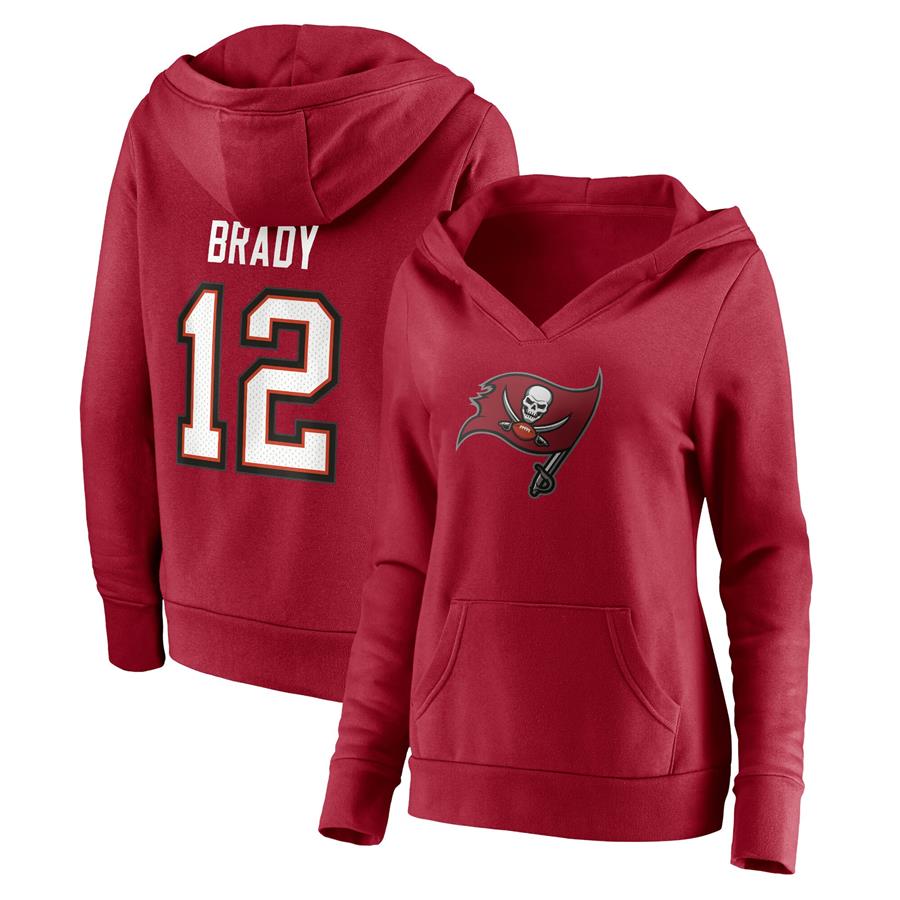Tom Brady Tampa Bay Buccaneers Fanatics Branded Women's Player Icon Name & Number Pullover Hoodie - Red