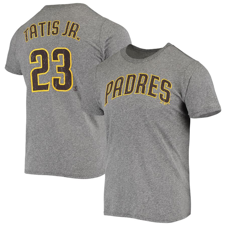 Fernando Tatis Jr. San Diego Padres Majestic Threads Name & Number Tri-Blend T-Shirt - Heathered Gray