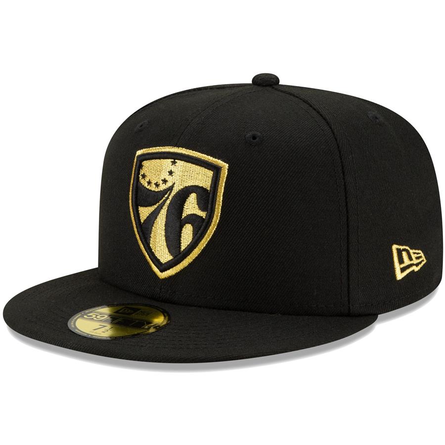 Philadelphia 76ers New Era Shield 59FIFTY Fitted Hat - Black