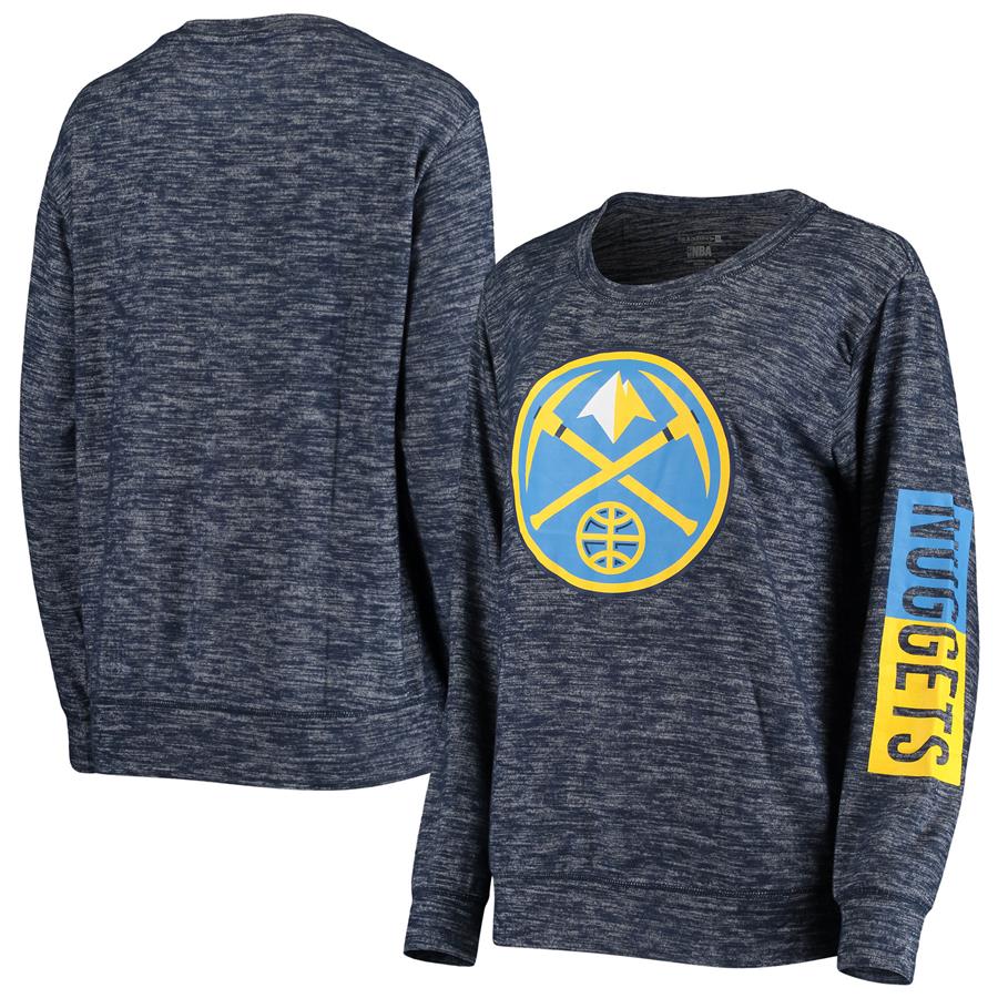 Denver Nuggets New Era Women's Team Logo Wordmark Tri-Blend Long Sleeve T-Shirt - Heathered Navy