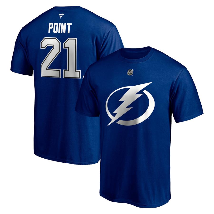 Brayden Point Tampa Bay Lightning Fanatics Branded Authentic Stack Name & Number T-Shirt - Blue