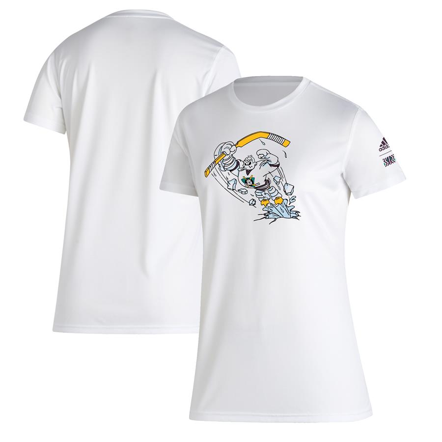 Anaheim Ducks adidas Women's Reverse Retro Creator T-Shirt - White
