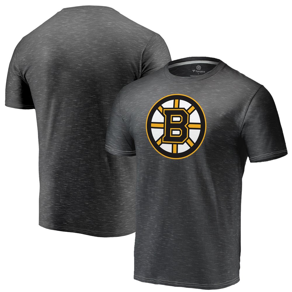 Boston Bruins Fanatics Branded Primary Logo Space Dye T-Shirt - Heathered Charcoal