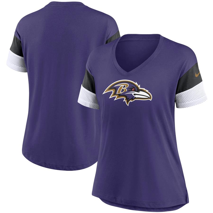 Baltimore Ravens Nike Women's Team Logo Fashion Performance Tri-Blend V-Neck T-Shirt - Purple