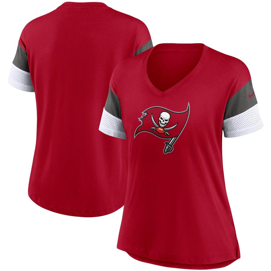 Tampa Bay Buccaneers Nike Women's Team Logo Fashion Performance Tri-Blend V-Neck T-Shirt - Red