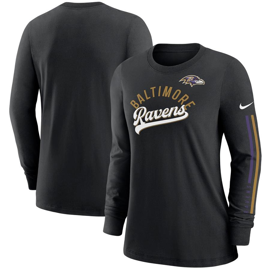 Baltimore Ravens Nike Women's Team Name Long Sleeve T-Shirt - Black