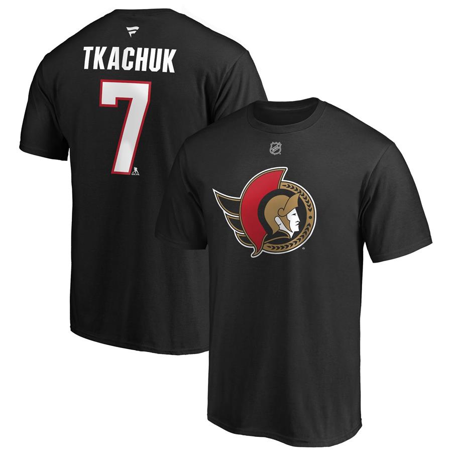 Brady Tkachuk Ottawa Senators Fanatics Branded Authentic Stack Name & Number T-Shirt - Black