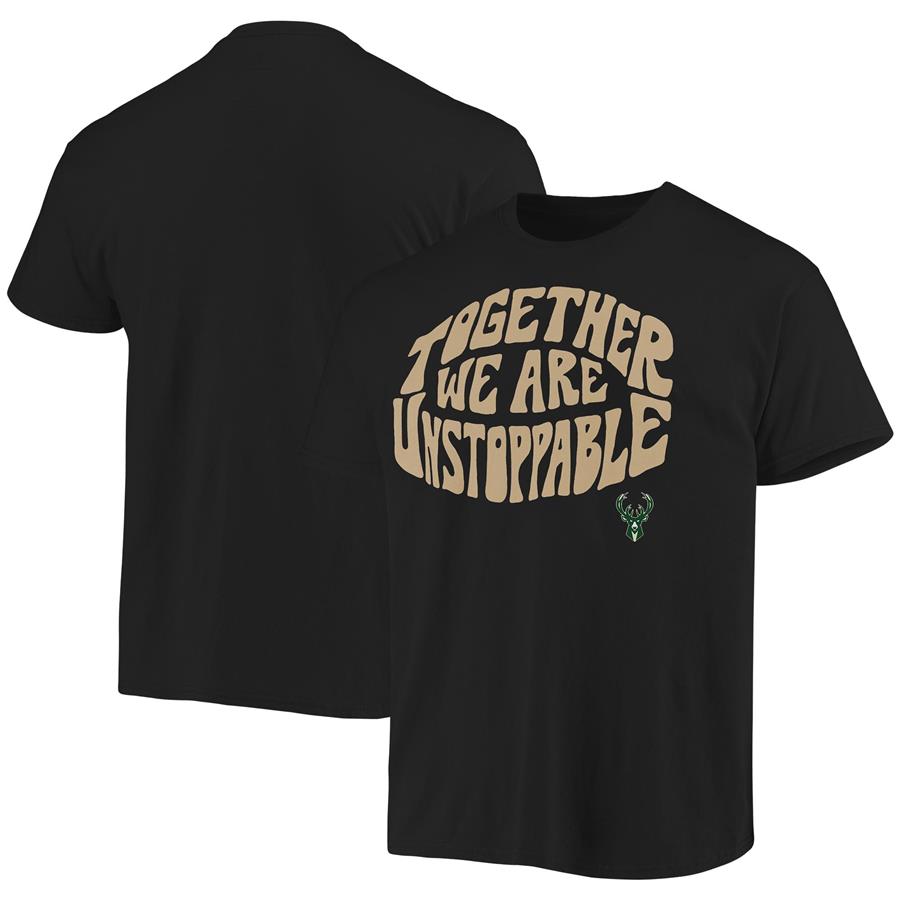 Milwaukee Bucks Junk Food Positive Message Enzyme Washed T-Shirt - Black