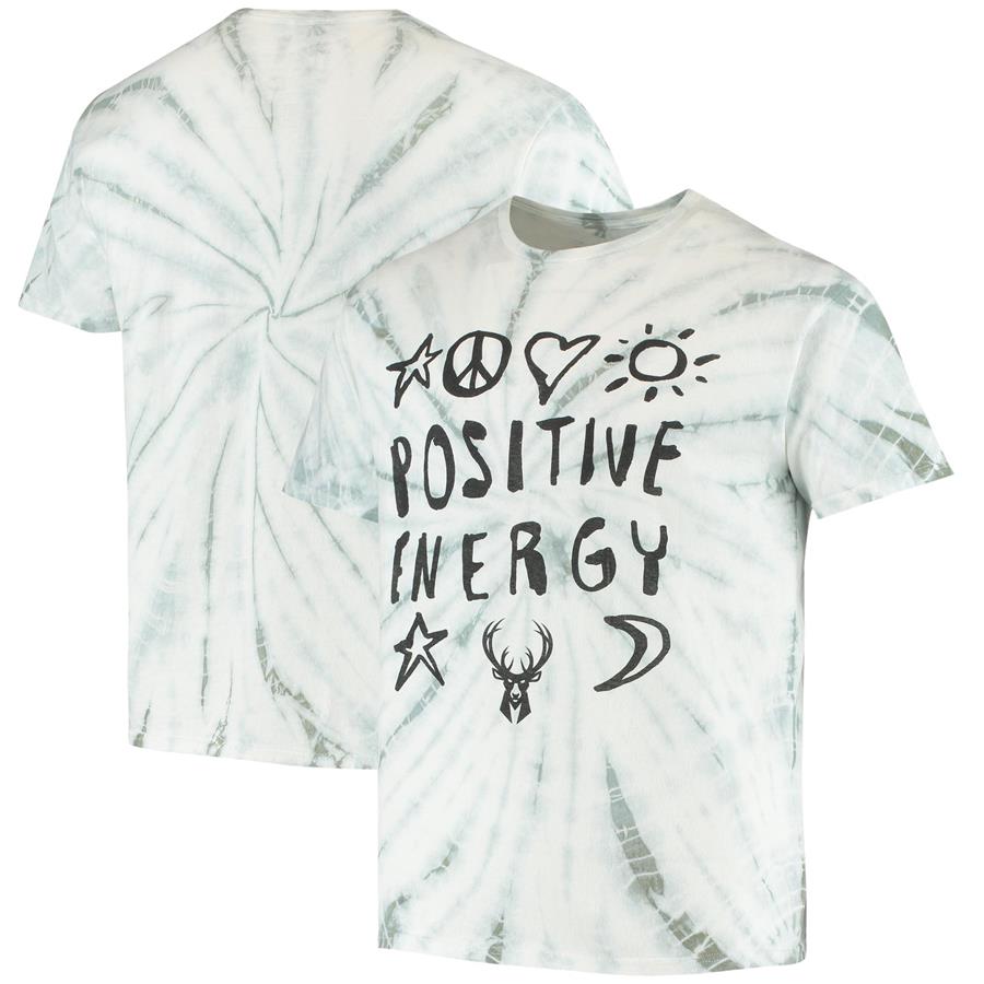 Milwaukee Bucks Junk Food Positive Message Tie-Dye T-Shirt - Hunter Green