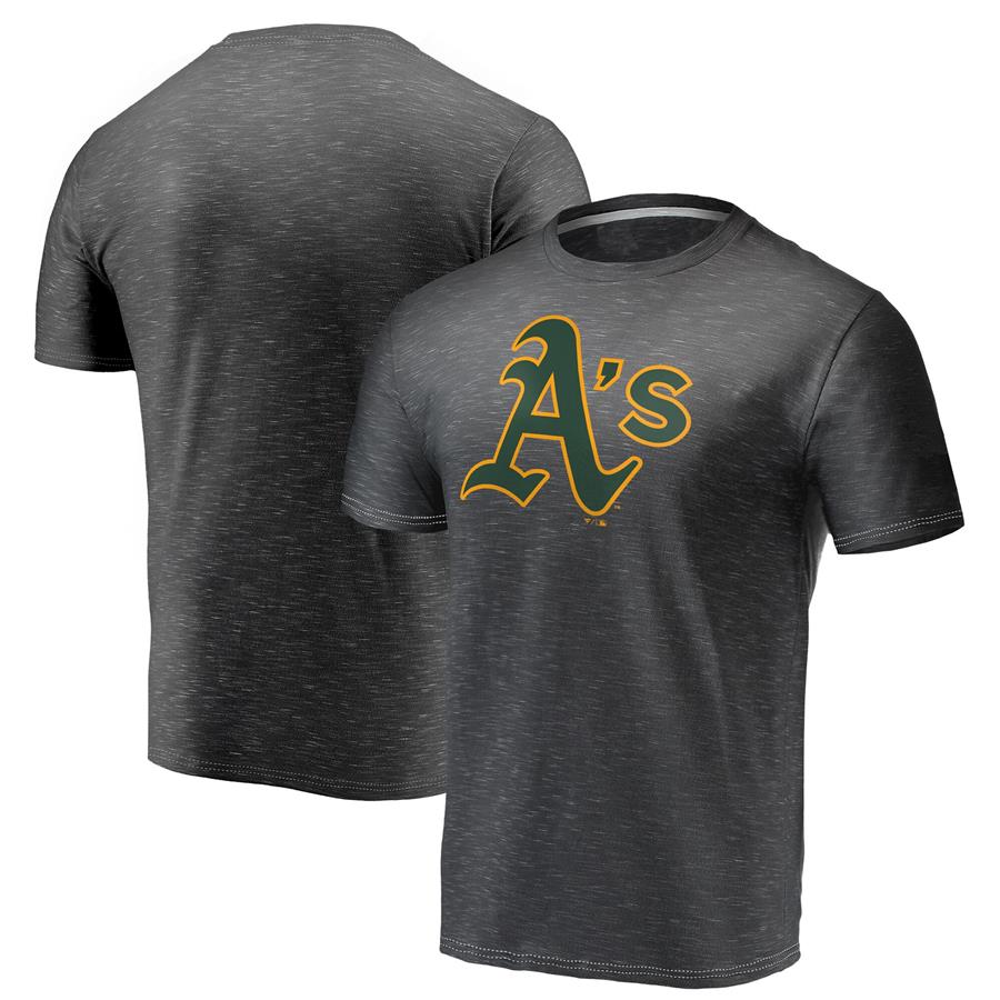 Oakland Athletics Fanatics Branded Official Logo Space Dye T-Shirt - Charcoal