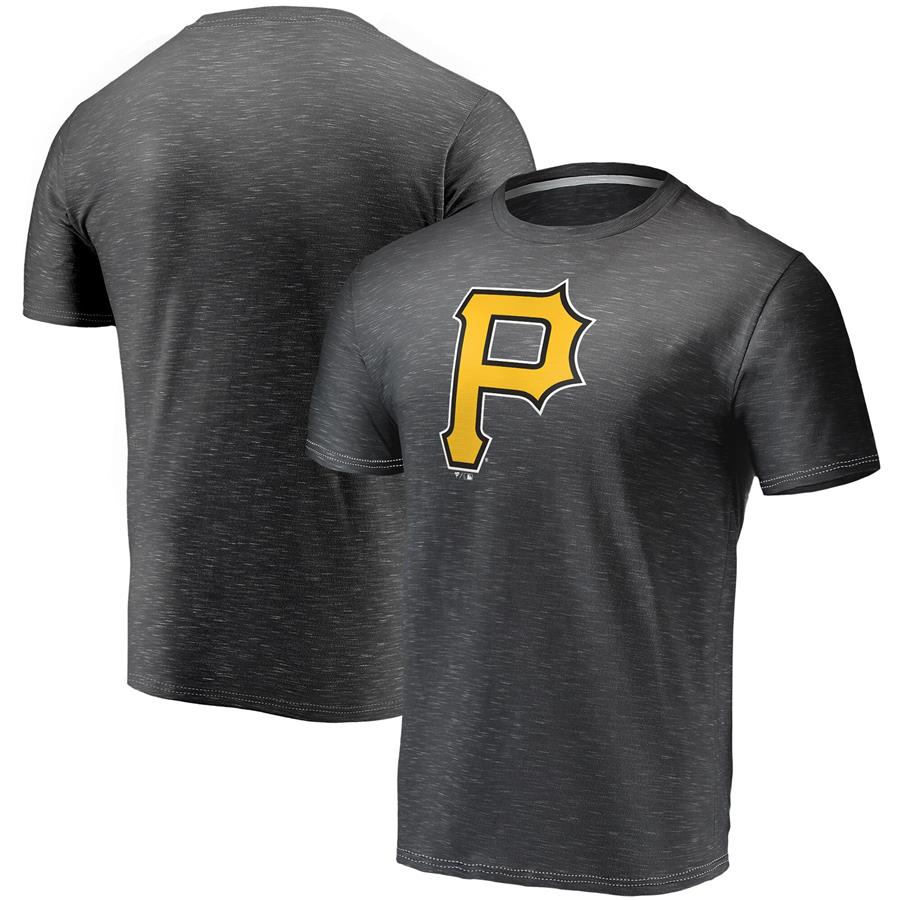 Pittsburgh Pirates Fanatics Branded Official Logo Space Dye T-Shirt - Charcoal