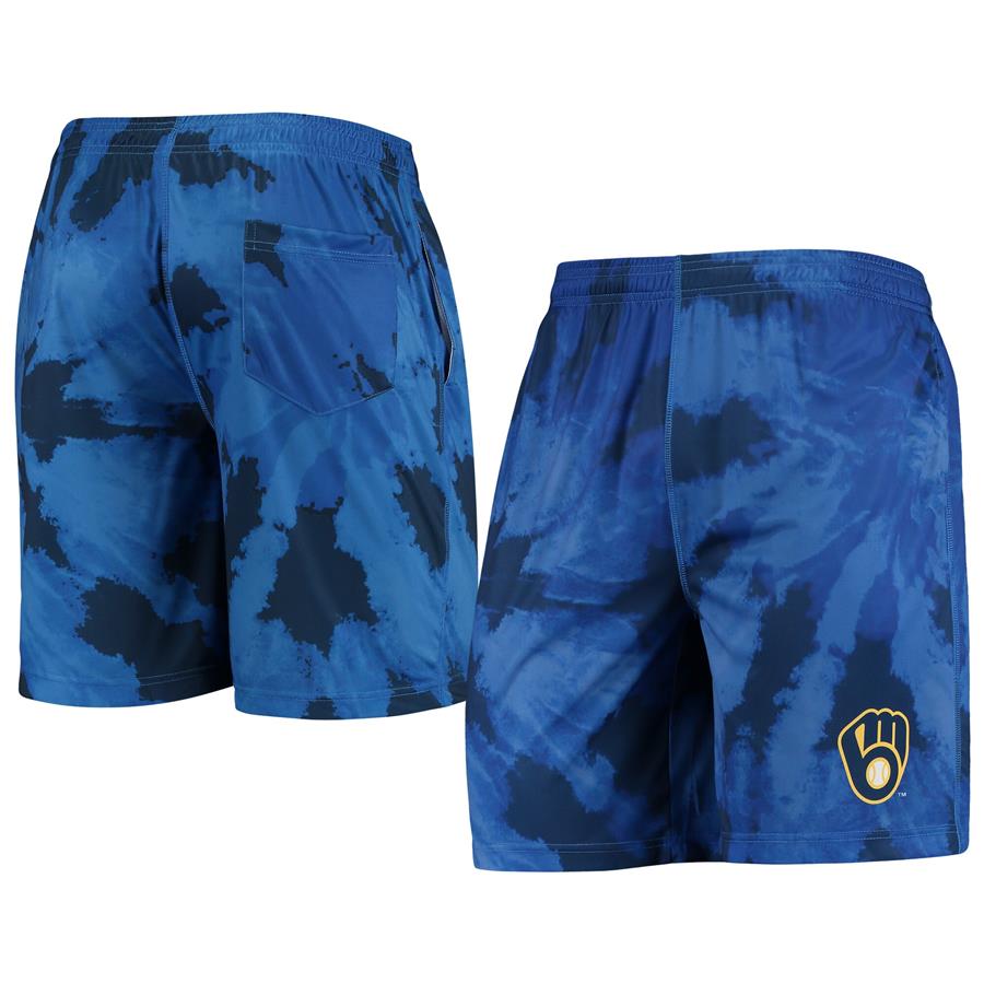 Milwaukee Brewers FOCO Tie-Dye Training Shorts - Royal