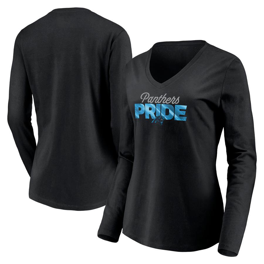 Carolina Panthers Fanatics Branded Women's Highly Valued Long Sleeve V-Neck T-Shirt - Black