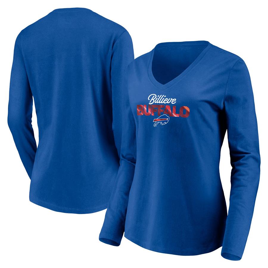 Buffalo Bills Fanatics Branded Women's Highly Valued Long Sleeve V-Neck T-Shirt - Royal