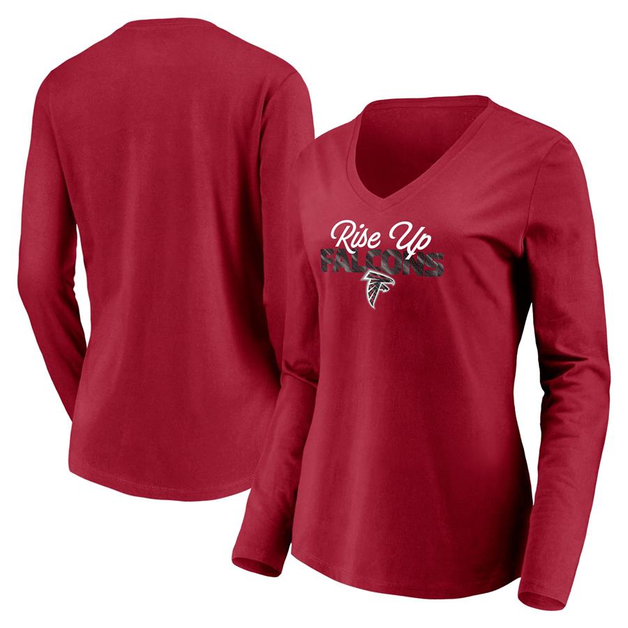 Atlanta Falcons Fanatics Branded Women's Highly Valued Long Sleeve V-Neck T-Shirt - Red