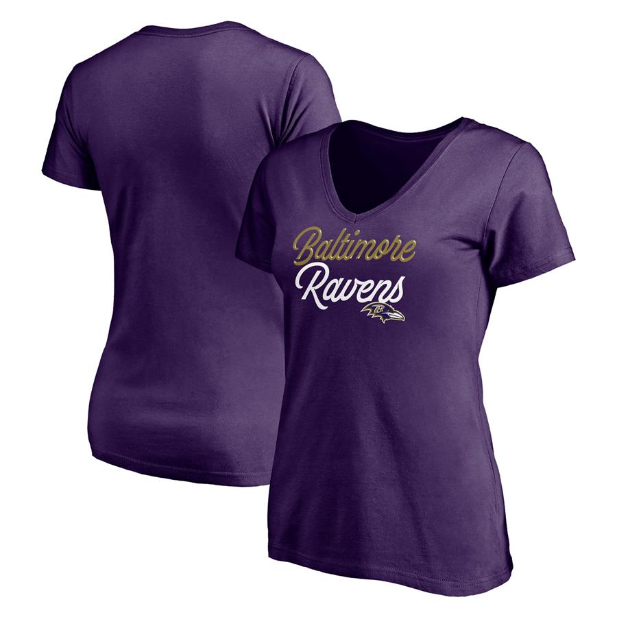 Baltimore Ravens Fanatics Branded Women's Long Stride V-Neck T-Shirt - Purple