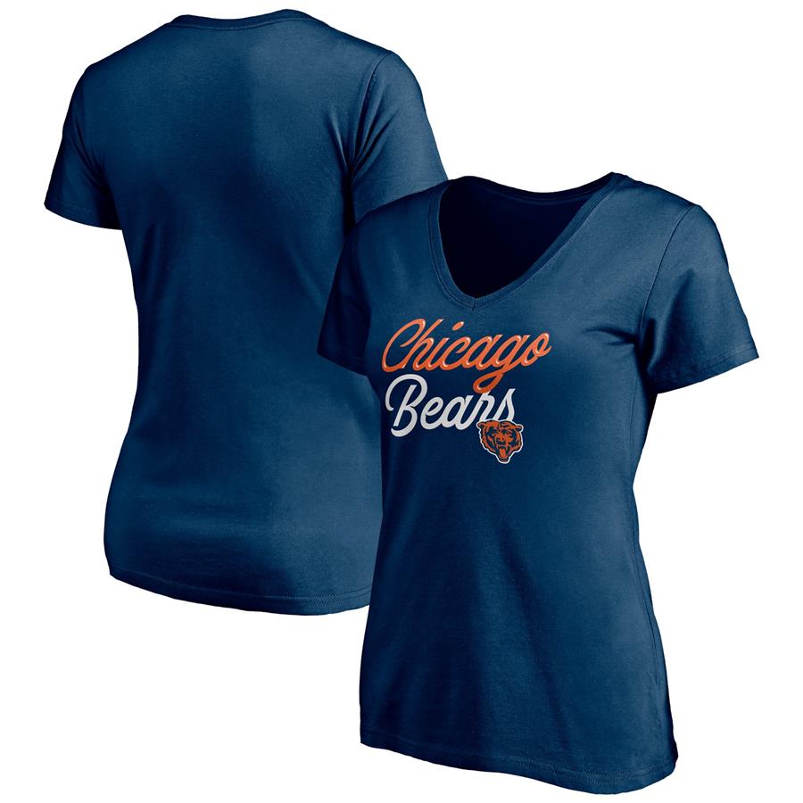 Chicago Bears Fanatics Branded Women's Long Stride V-Neck T-Shirt - Navy