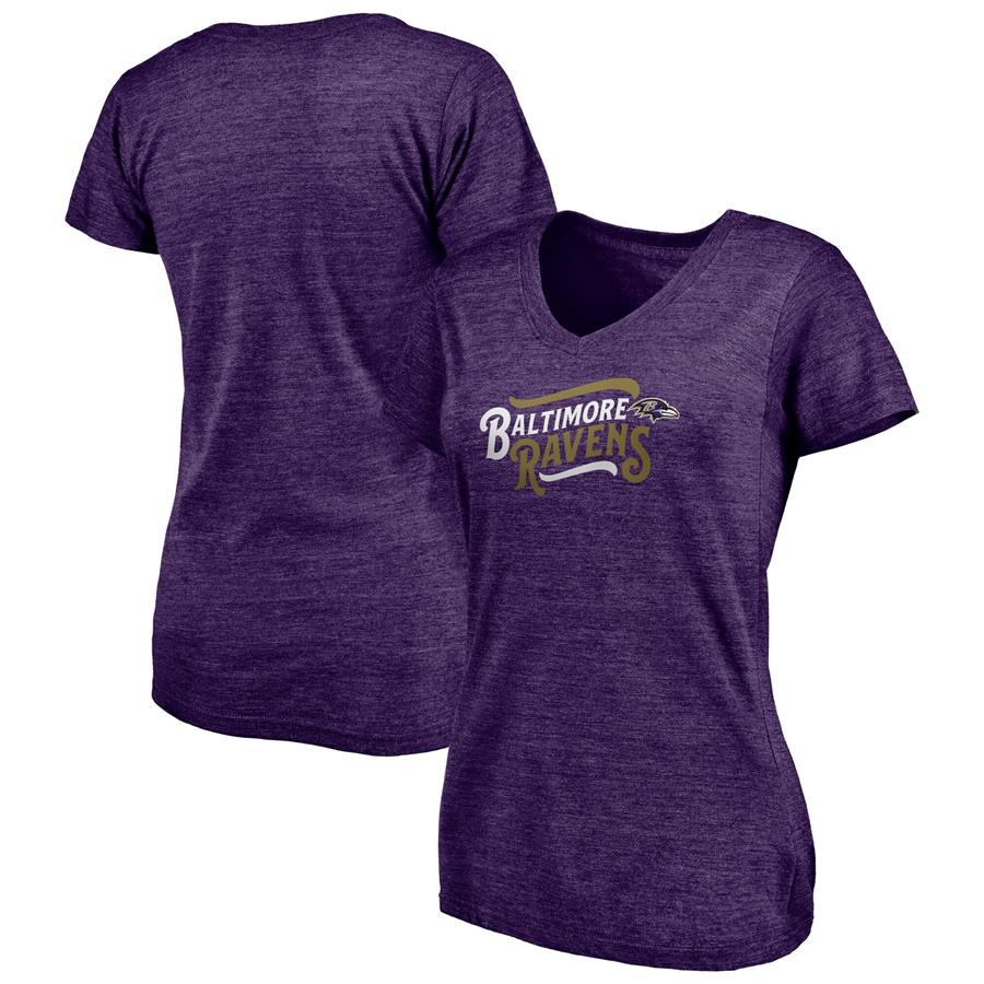 Baltimore Ravens Fanatics Branded Women's Sport Resort Ladder of Success V-Neck Tri-Blend T-Shirt - Heathered Purple