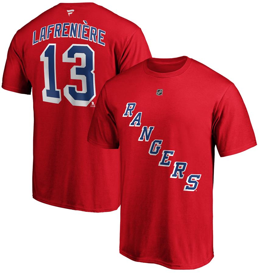 Alexis Lafrenière New York Rangers Fanatics Branded Authentic Stack Name & Number T-Shirt - Red