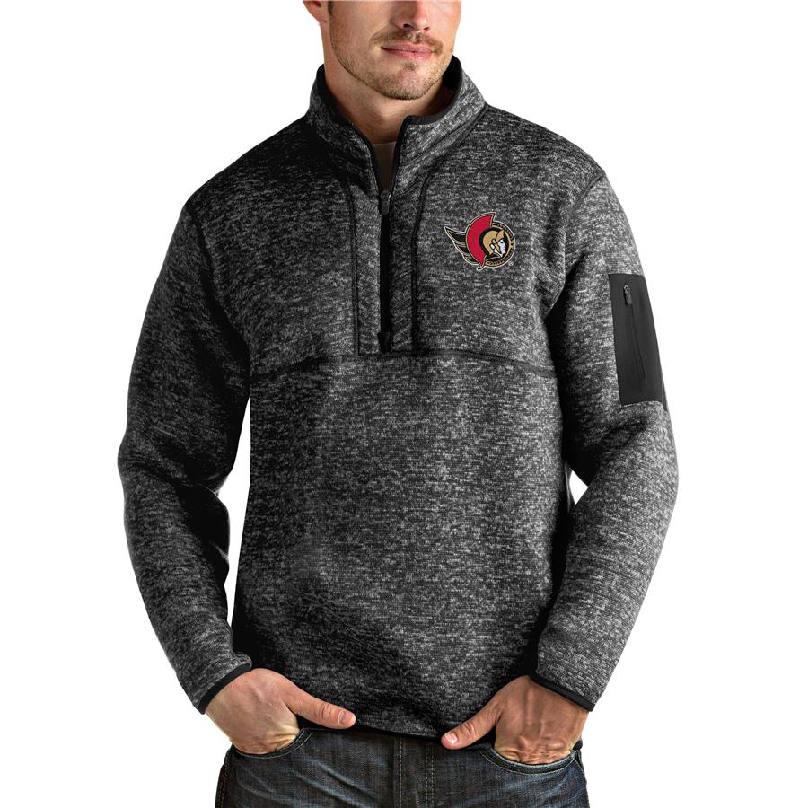 Ottawa Senators Antigua Fortune Half-Zip Pullover Jacket - Heather Black
