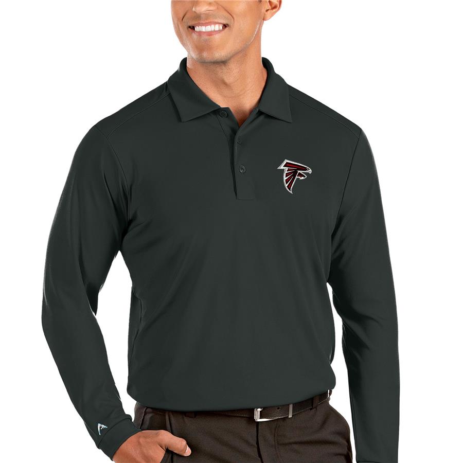 Atlanta Falcons Antigua Tribute Long Sleeve Polo - Charcoal