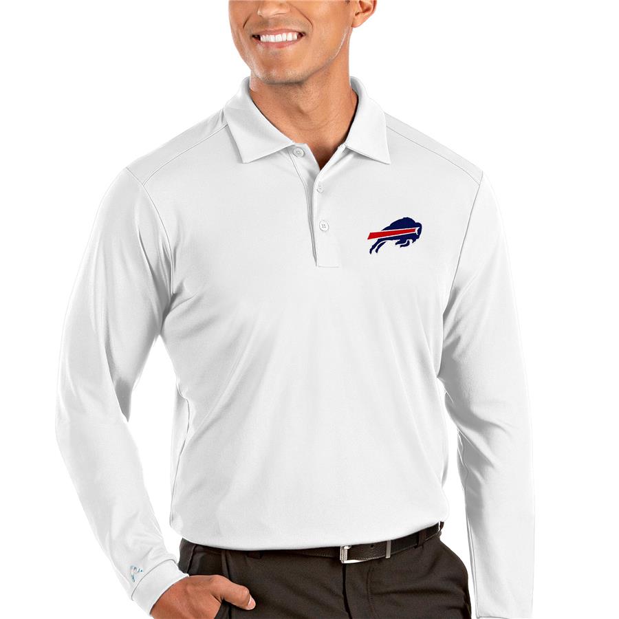 Buffalo Bills Antigua Tribute Long Sleeve Polo - White