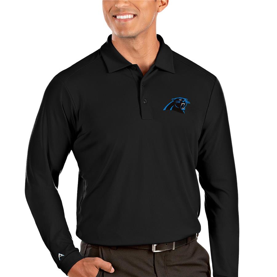 Carolina Panthers Antigua Tribute Long Sleeve Polo - Black