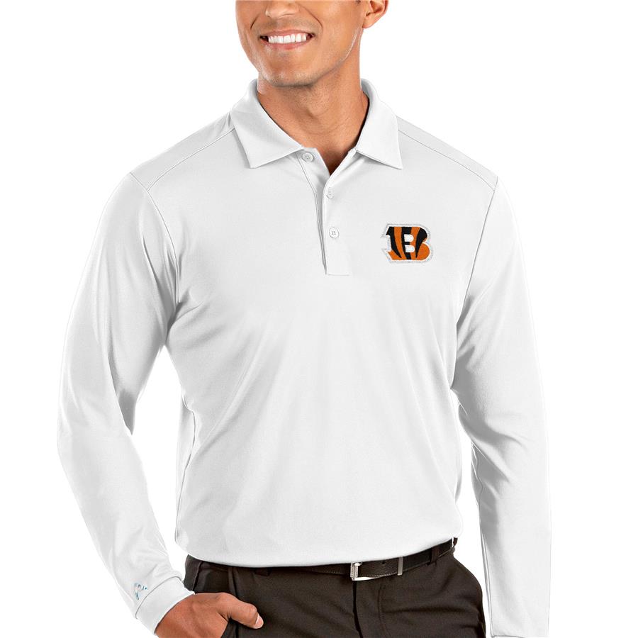 Cincinnati Bengals Antigua Tribute Long Sleeve Polo - White