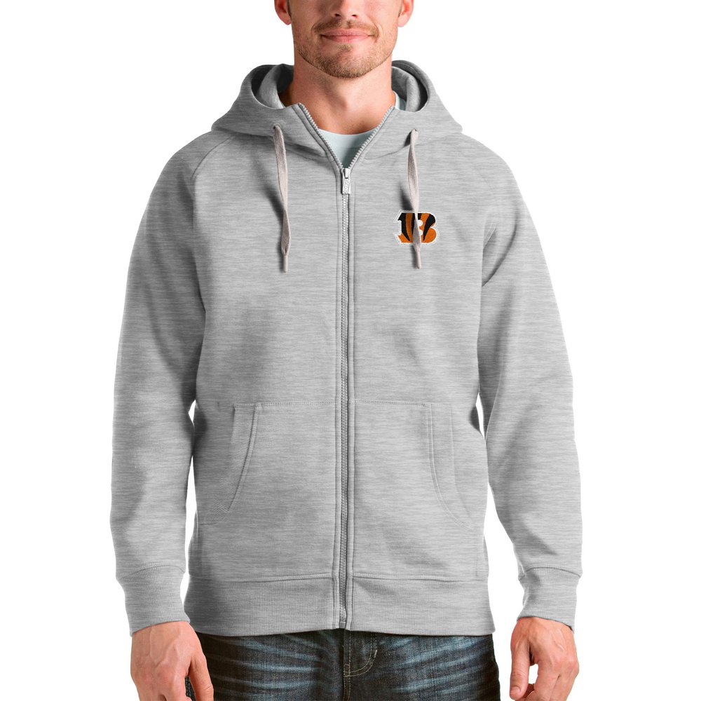 Cincinnati Bengals Antigua Victory Full-Zip Hoodie - Heather Gray