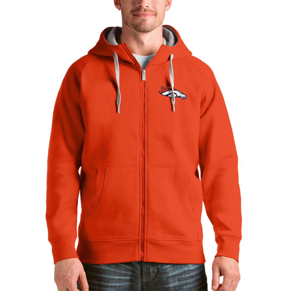 Denver Broncos Antigua Victory Full-Zip Hoodie - Orange